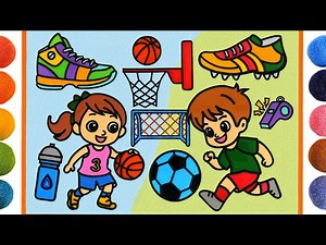 Sports Balls, Soccer vs Basketball 🏀⚽️ | Jelly Painting for Kids, Children | Football Clay drawing - Videos For Kids