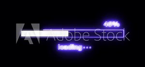 Loading Progress Bar white color animation. Downloading Bar loading Screen neon rectangle on black background.