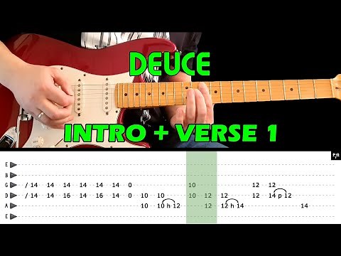 DEUCE - Guitar lesson - Intro & verse 1 with tabs (fast & slow) - Kiss