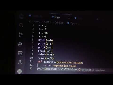 🐍Python programming operations and quadratic equation 🐍🖥️#python #programming #languagelearning
