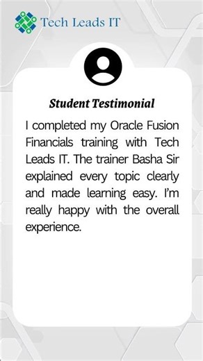 🎥 Student Success Story | Oracle Fusion Financials Training at Tech Leads IT