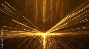 Golden particle lines flow is a spectacular motion, luxury golden particle stripes keep falling. Elegant particle rain, gorgeous awards ceremony video, party performance stage screen background.