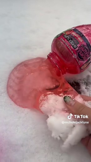 Omg it’s so snowy and cold!!🥶 update?? Shop this link in my bio, strawberry water slime on Amazon and at Walmart! #slime #nicholejacklyne #storeboughtslime #snowstorm #waterslime