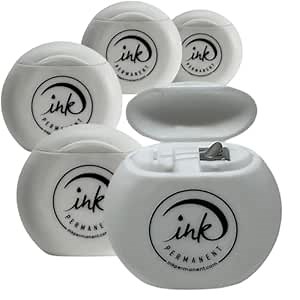 5 Pack Pre-Inked Premium Eyebrow Mapping String by Ink Permanent 100 M - 328 Ft Mapping Thread For Eyebrow Shaping For Microblading, PMU and Henna Procedures 20M each (White)