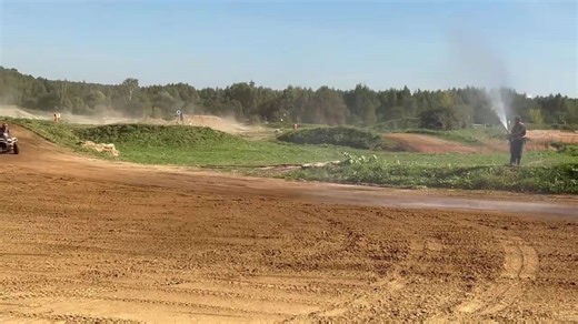 Rider loses control and ATV rolls over during race in Moscow, Russia