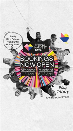 Spring Harvest 2024 bookings are NOW OPEN 🎉⁣ ⁣ Book today to secure your desired accommodation at the best rate with our early bird prices 💸 ⁣ 📅 Skegness 1-5 April 📅 Minehead 8-12 April ⁣ 🔗 https://www.springharvest.org/events/?utm_source=social&utm_medium=facebook | Spring Harvest
