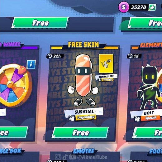FREE LEGENDARY SKIN SUSHIMI STUMBLE GUYS 🍣 #shorts #stumbleguys