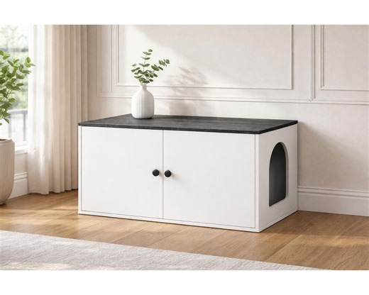 Hidden Cat Litter Box Cabinet, Wooden Cat Washroom Bench, Side Entry Furniture - Etsy