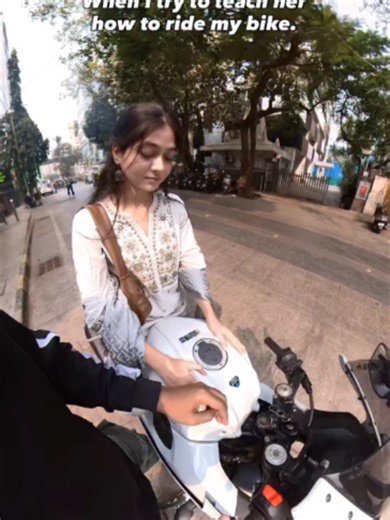 When I try to teach her how to ride my bike. #vlog #biker #couplegoals #fyp #viral