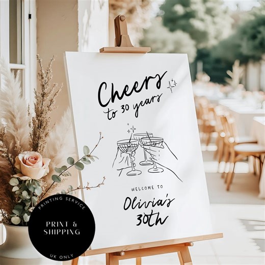 Cheers to 30 Years Birthday Welcome Sign - Etsy