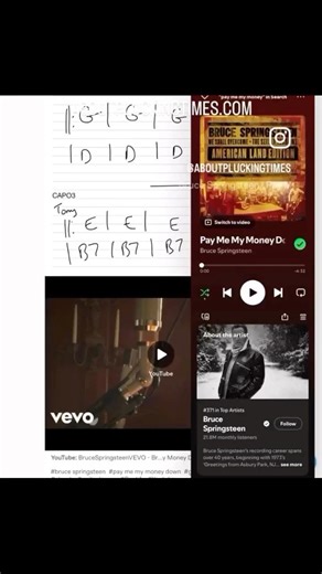 Bruce Springsteen - Pay Me My Money Down #guitar #chords #musiclesson