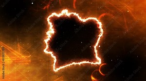 Côte d'Ivoire map meets space and cosmos(style of a solar eclipse). Download this stylish video background for your project now!