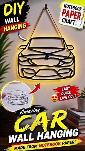 How to Make Trending Car Wall Decor from Paper | DIY Room Decor Ideas #shorts #diy