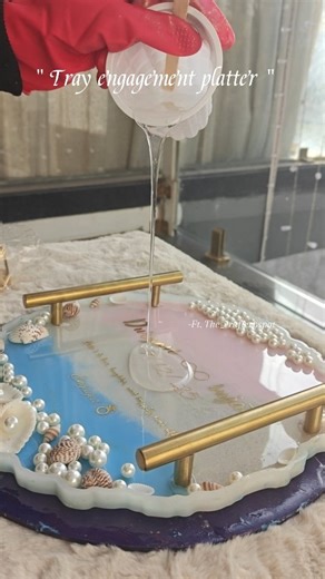 Luxeresinart🌸 on Instagram: "Any colour and design can get customised in tray engagement platter. So what are you waiting for apne apne designs ke saath hume abhi DM kijiye Thankyouu #resinartist #resinartwork #engagementplatters"