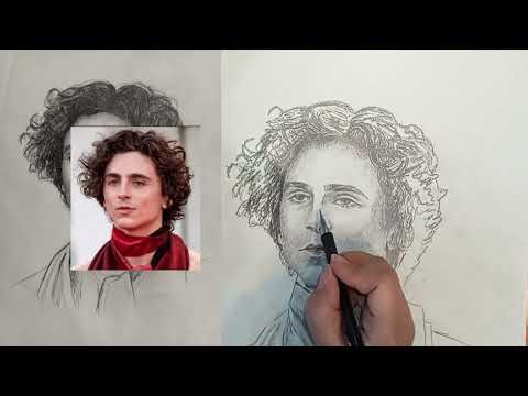 Portrait design, beloved and popular celebrities #Timothée Chalamet #drawing #face_drawing