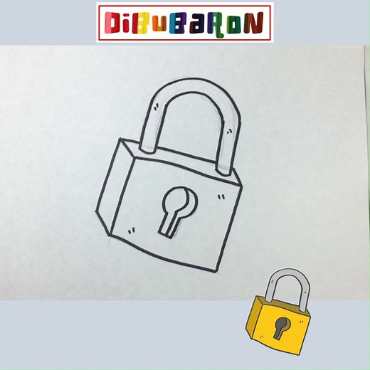 como dibujar un candado | Dibujos faciles | DibuBaron