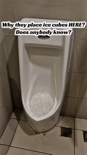 Why are they placing ice cubes in the urinal? Do you know?