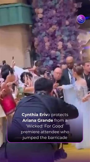 Cynthia Erivo protects Ariana Grande from a ‘Wicked: For Good’ premiere attendee. #reels #arianagrande #cynthiaerivo #popculture #wickedforgood #celebrity | Pop Base