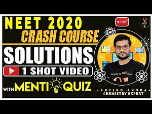 Solution Chemistry in One Shot | Crash Course NEET 2020 Preparation | NEET Chemistry | Arvind Arora