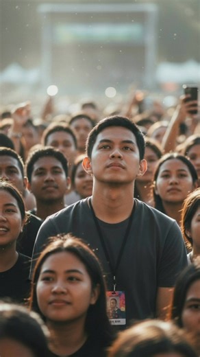 Gemini AI PROMPT: 1. Open Gemini App/Website 2. Upload Your Photo 3. Copy & Paste this prompt: Generate a documentary style event crowd portrait with shallow depth of field and natural atmospheric effects position the uploaded subject in center right portion of frame within dense crowd environment standing among multiple attendees at outdoor daytime event or concert subject displays cool composed expression with serious neutral demeanor and slight confident attitude while looking upward toward s