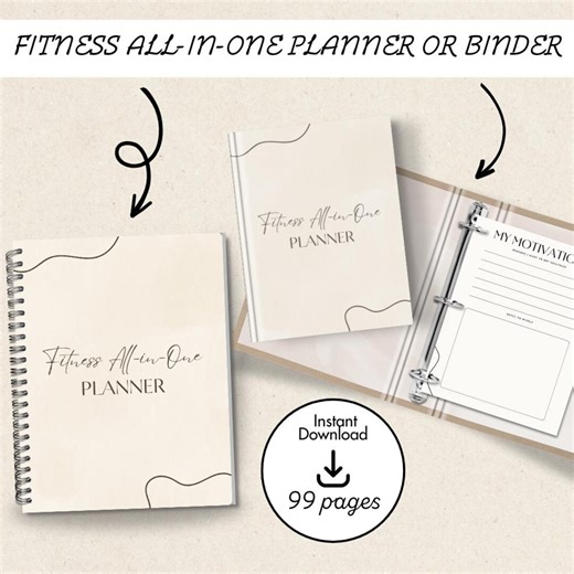 Fitness Planner Printable Bundle | Workout Tracker, Meal Planner, Habit Tracker | Wellness Planner PDF   Editable Canva Template - Etsy