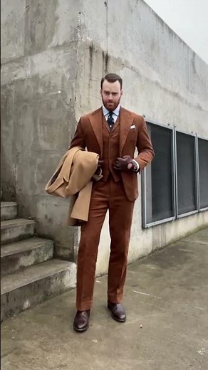Brown Corduroy 3-Piece Suit | Modern Vintage Menswear Style | Made to Measure by Hockerty