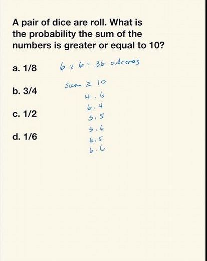 Roll A Pair of Dice | Probability Of Sum Is Greater | Math Problem.