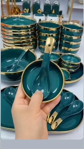 crockery#dinner#set#beautiful #dinner#set#homedecor#green#dinner#set#Dubai#style