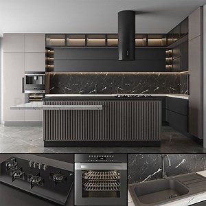 [Hot Item] 2023 Gabinetes de cocina usados con laca gris gratuitos con isla de cocina y aparador