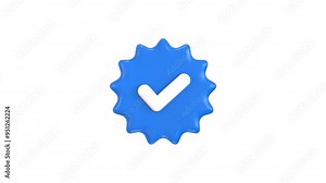 verification icon animation concept of blue tick mark profile verified icon animation 3d render