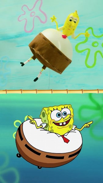 "the sponge who could fly" IRL w/ real balloons 🎈 | SpongeBob #shorts