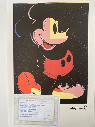 Andy Warhol "mickey Mouse " Lithograph, Certificate, Signed, Top! Wall Art, Pop Art After - Etsy