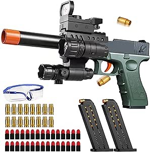 Toy Gun, Soft Foam Bullets, Safety Soft Bullet Toy Gun, a Cool Toy Pistol. Great Gift for Boys and Girls (Green Limited Edition)