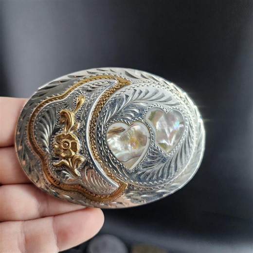 Hearts Floral Flower Western Ornate Scroll Cowgirl Vintage Belt Buckle - Etsy
