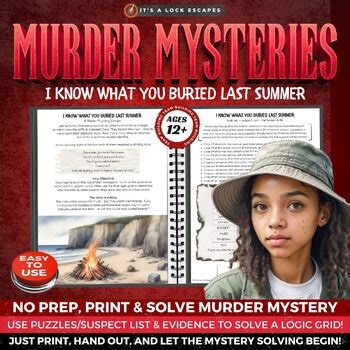 Last Summer, Logic Grid Murder Mystery Game, Logic Activities, Middle School
