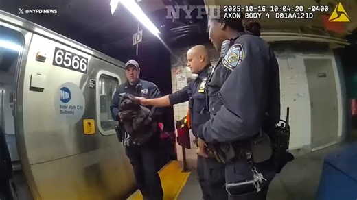 NYPD officers rescue distressed dog from beneath subway train in Manhattan