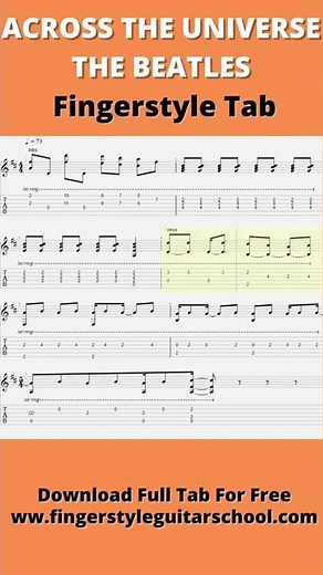 Across The Universe - Full Fingerstyle Guitar Tab - The Beatles