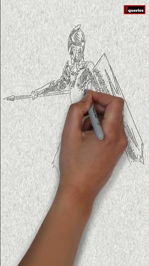 Sketching a Roman Soldier with a Spear: Historical Art Process.