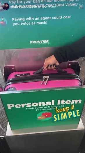 Showing @Frontier Airlines that it easily fits. Keep it simple with Ta...