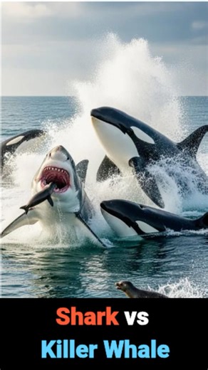Shark vs Killer whales #animals #battle #wildlife #fighting #funny
