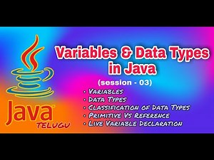 Variables & Data Types in Java || Java Tutorials in Telugu || Variables in Java || Data Types
