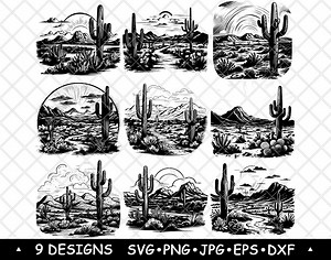Sonoran Desert Arizona Arid Region Saguaro Cactus Cholla Dry Sand Svg,dxf,eps,png,cricut,silhouette,cut,laser,stencil,sticker,clipart,print - Etsy