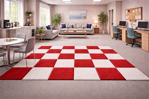 Red White Checkered Plush Rug, Modern Checkerboard Area Carpet, Soft Floor Mat - Etsy