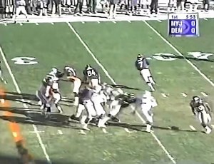 🏈On January 17, 1999 in the AFC Championship Game at Mile High Stadium, the Denver Broncos beat the New York Jets 23-10. In John Elway's last home game of his career, he completed only 13 of 34 passes. However, running back Terrell Davis, the NFL MVP in 1998, ran for 167 yards and a touchdown, and Denver capitalized on 6 turnovers (two interceptions by Darrien Gordon and four fumbles) by the Jets to overcome a 10–0 deficit. This game would be Bill Parcells' only career loss in a conference cham