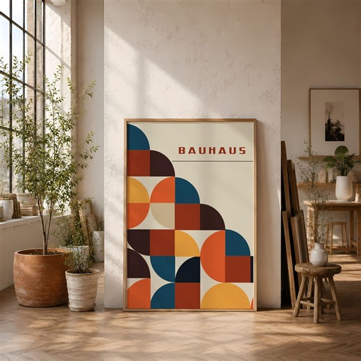 Colorful Bauhaus Poster: Printable Abstract Mid Century Modern Wall Art - Etsy