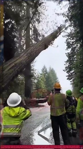 Cutting Down trees a Giant Dead Tree Beside the Road Safely Using Chainsaw and Full Safety Gear