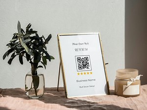 Editable Leave a Review Sign Template – Modern QR Code Sign for Small Business – Canva Printable 8x10 - DIY Scannable Business Review Sign - Etsy