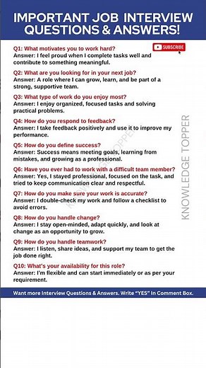 10 Most Important Job Interview Questions and Answers