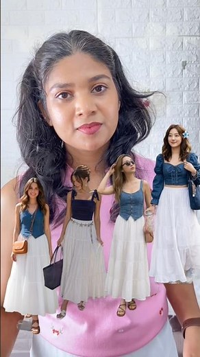 White Skirt + Denim Top Outfit Ideas 💙🤍✨ഇഷ്ടായോ? #ashortaday #trending #youtube