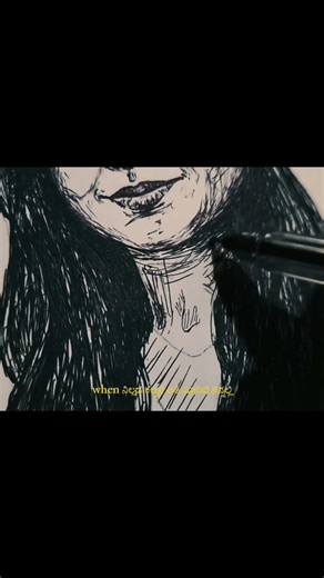The trail of a black pen.
